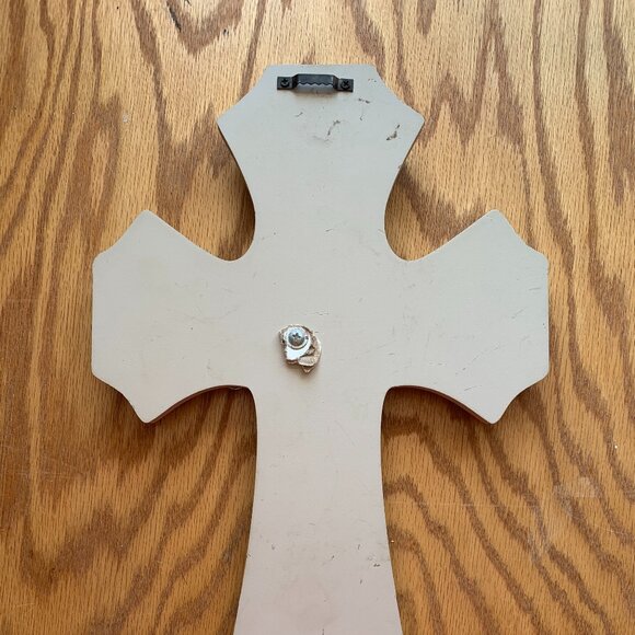 15.5in Layered hanging cross, brown, orange, tan, farmhouse, shabby, wall decor - Picture 4 of 7